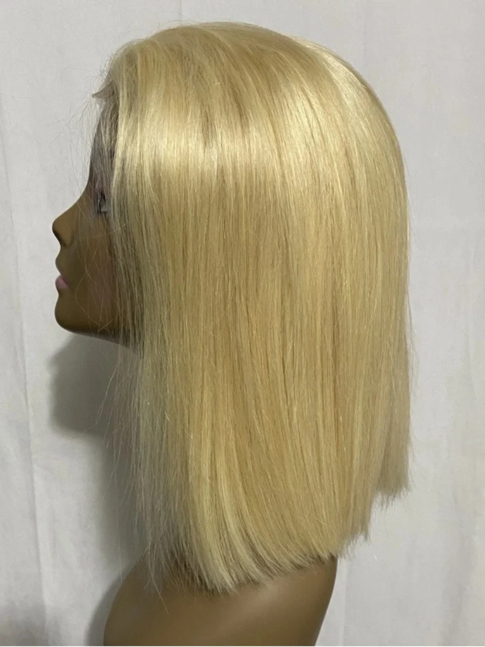 Blonde Straight Short Lace Front Wig Human Hair 12” 6x5 HD 200% Density Dome Cap